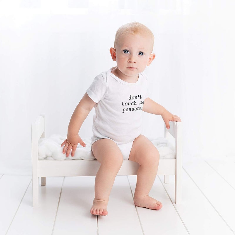 Printique Organic GOTS Certified Baby Onesie Unisex Bodysuit 0-18 months - Don't Touch Me Peasant | Funny Sarcastic (Don't Touch Me Peasant, 9-12 Months) - Image 4